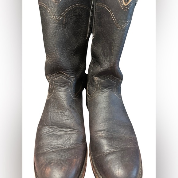 Vintage FRYE Billy Pull On Boots Biltrite Dark Brown Leather 8.5M USA Oil Resist - Picture 5 of 14